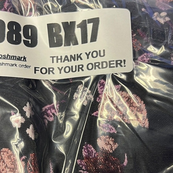 Adrianna Papell Dress Black Pink Floral Ruched‎ Embroidered Cocktail Shimmer 6 - Picture 14 of 14